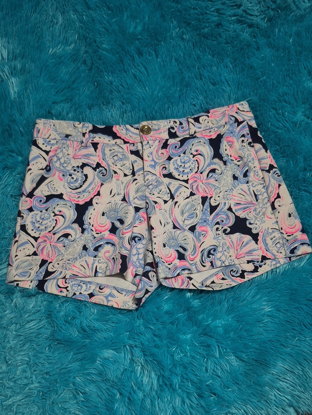 Printed Paisley Women’s Shorts in Navy, Pink & White